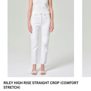 AGOLDE Riley High-Rise Straight Crop Jeans - White sz 32